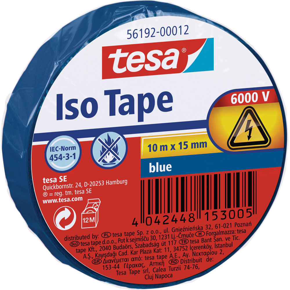 tesa Isolierklebeband, 10m x 15mm, blau, blau tesa Isolierklebeband, 10m x 15mm, blau, blau