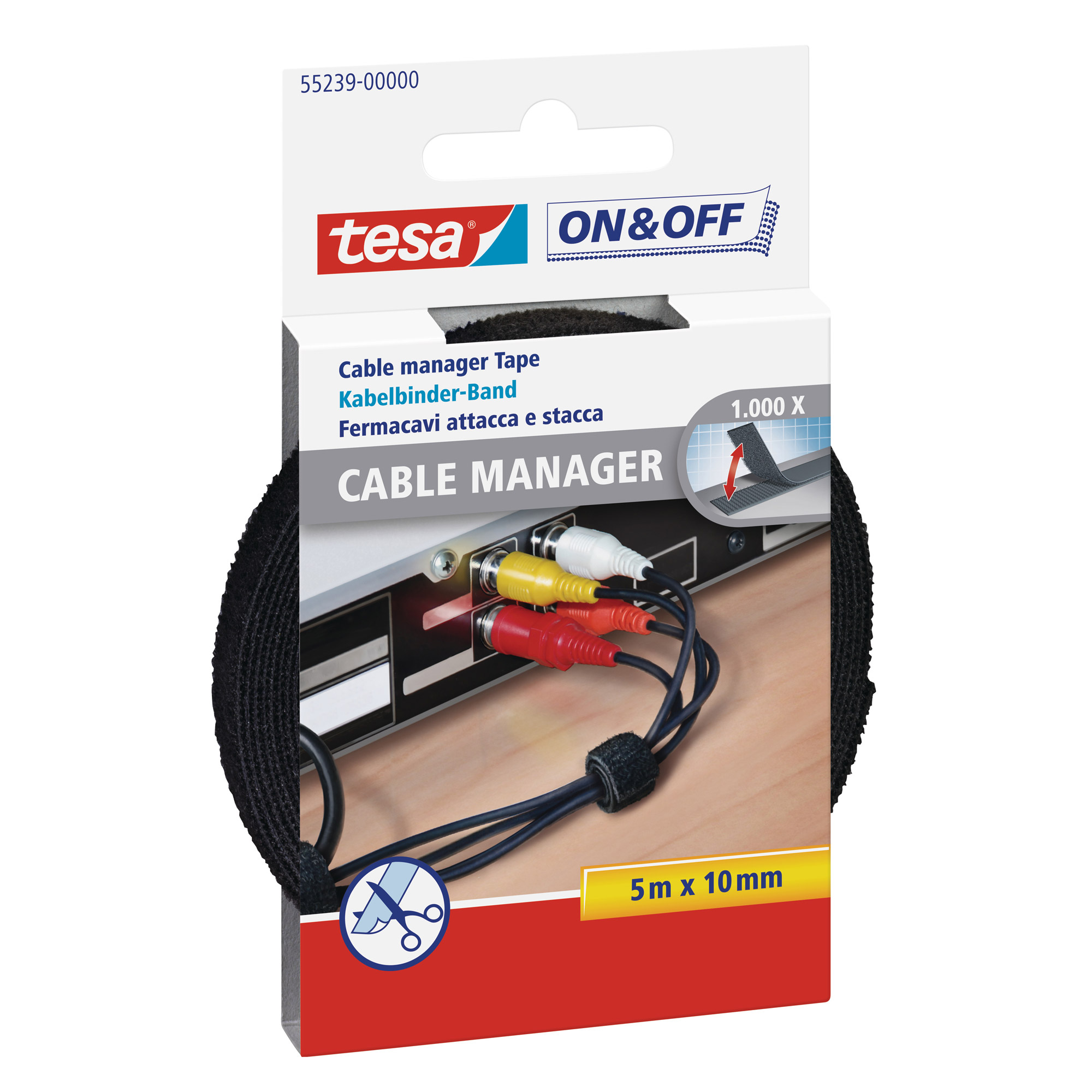 tesa On & Off Klettkabelbinder, 5m x 10mm, schwarz tesa On & Off Klettkabelbinder, 5m x 10mm, schwarz