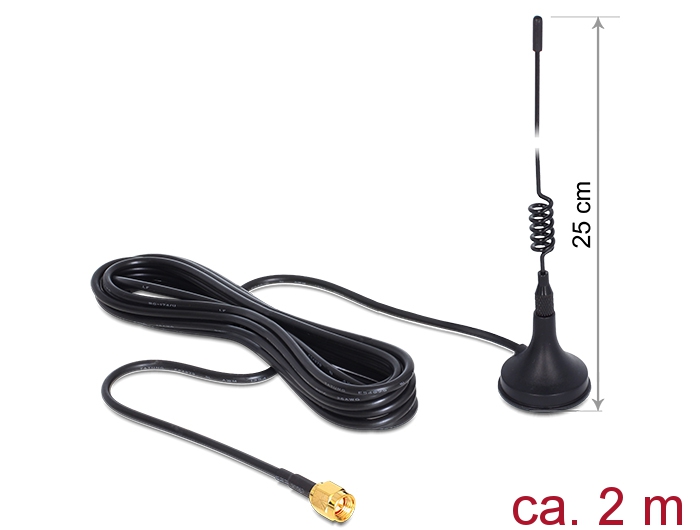 Delock Antenne GSM UMTS SMA 3 dBi omni starr 2 m Delock Antenne GSM UMTS SMA 3 dBi omni starr 2 m