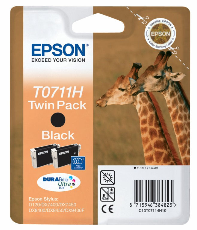 Epson Tintenpatrone T0711H Schwarz Doppelpack (2x 11,1 ml) Epson Tintenpatrone T0711H Schwarz Doppelpack (2x 11,1 ml) – Bild 2