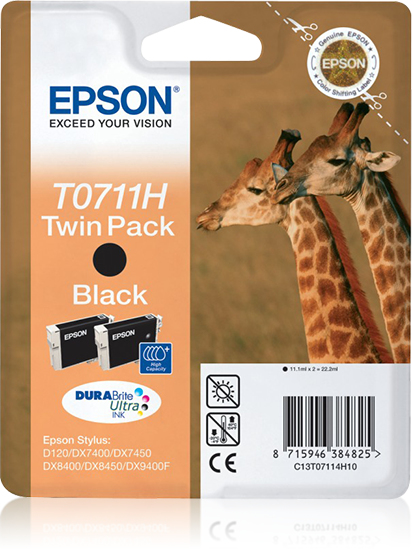 Epson Tintenpatrone T0711H Schwarz Doppelpack (2x 11,1 ml) Epson Tintenpatrone T0711H Schwarz Doppelpack (2x 11,1 ml)