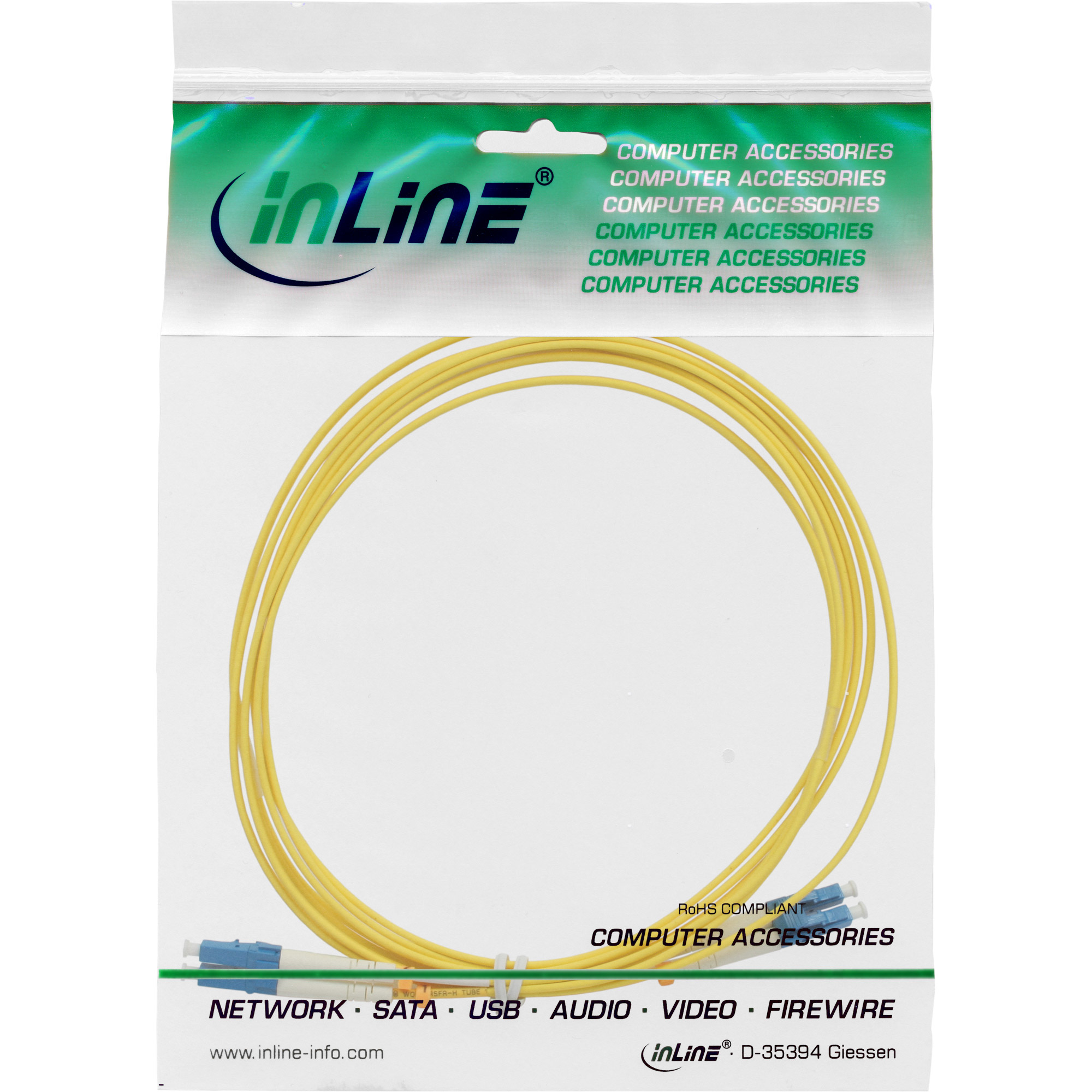 InLine® LWL Duplex Kabel, LC/LC 9/125µm, OS2, 3m, gelb InLine® LWL Duplex Kabel, LC/LC 9/125µm, OS2, 3m, gelb – Bild 2