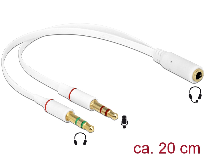 Delock Headset Adapter 1 x 3,5 mm 4 Pin Klinkenbuchse > 2 x 3,5 mm 3 Pin Klinke Delock Headset Adapter 1 x 3,5 mm 4 Pin Klinkenbuchse > 2 x 3,5 mm 3 Pin Klinke