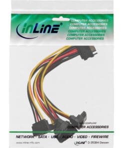 InLine® SATA Strom-Y-Kabel, SATA Buchse an 4x SATA Stecker gewinkelt, mit Sicherheitslaschen, 0,3m – Bild 2