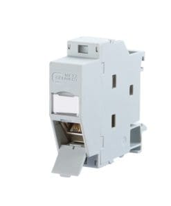 METZ CONNECT REGplus IP20 E-DAT modul, CAT 6A Buchse für Hutschiene TH35, grau