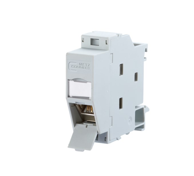 METZ CONNECT REGplus IP20 E-DAT modul, CAT 6A Buchse für Hutschiene TH35, grau METZ CONNECT REGplus IP20 E-DAT modul, CAT 6A Buchse für Hutschiene TH35, grau