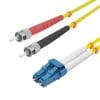 helos LWL OS2 Patchkabel Duplex LSZH 3,0mm LC/ST gelb 5,0m 9/125 µm, Singlemode , OS2-Faser für 10 Gigabit/s , LC Duplex St. an ST Duplex St. , Farbe: gelb , 20 Jahre Garantie