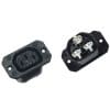 Kaltgerätestecker 16A, 250V, 70°C, IEC 320/C20 schwarz, Thermoplast, mit Knickschutztülle zur Leitungsmontage bis 3G1,5qmm