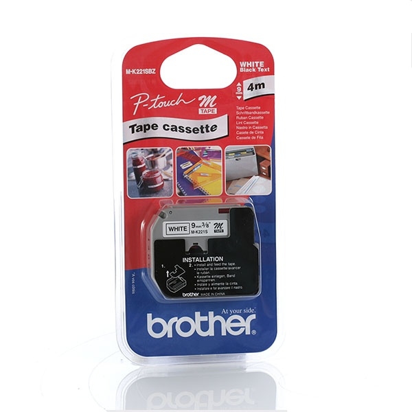 Schriftband M-K221S (nicht lam.) Schwarz auf Weiß 9mm x 4m Schriftband M-K221S (nicht lam.) Schwarz auf Weiß 9mm x 4m