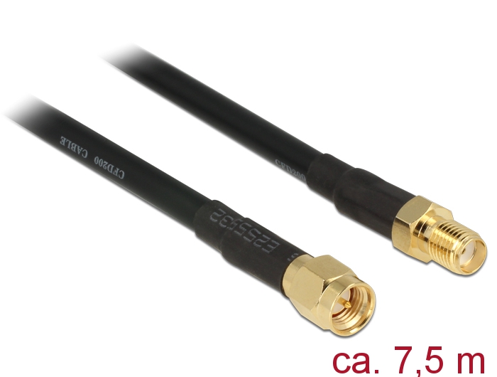 Delock Antennenkabel SMA Stecker > SMA Buchse CFD200 7,5 m low loss Delock Antennenkabel SMA Stecker > SMA Buchse CFD200 7,5 m low loss