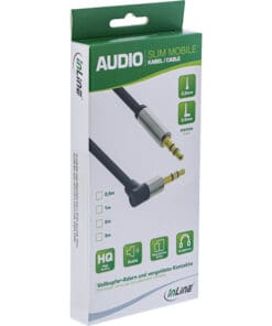 Alternative view of InLine® Slim Audio Kabel Klinke 3,5mm ST/ST, gewinkelt, Stereo, 3m, schwarz