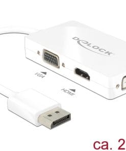 Delock Adapter Displayport 1.1 Stecker > VGA / HDMI / DVI Buchse Passiv weiß