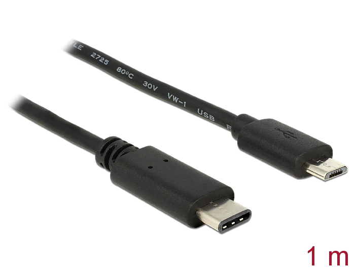 Delock Kabel USB Type-C 2.0 Stecker > USB 2.0 Typ Micro-B Stecker 1,0 m schwarz Delock Kabel USB Type-C 2.0 Stecker > USB 2.0 Typ Micro-B Stecker 1,0 m schwarz
