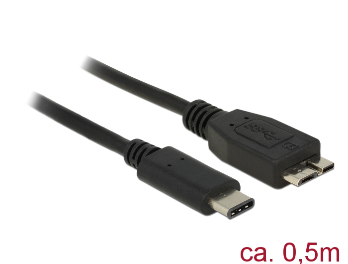 Delock Kabel USB 3.1, Gen2 USB-Type-C > USB Micro-B 0,5 m schwarz Delock Kabel USB 3.1, Gen2 USB-Type-C > USB Micro-B 0,5 m schwarz