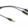 Delock Splitter Klinkenstecker 3,5 mm 4 Pin> 2x Klinkenbuchse 3,5 mm 4 Pin 25 cm