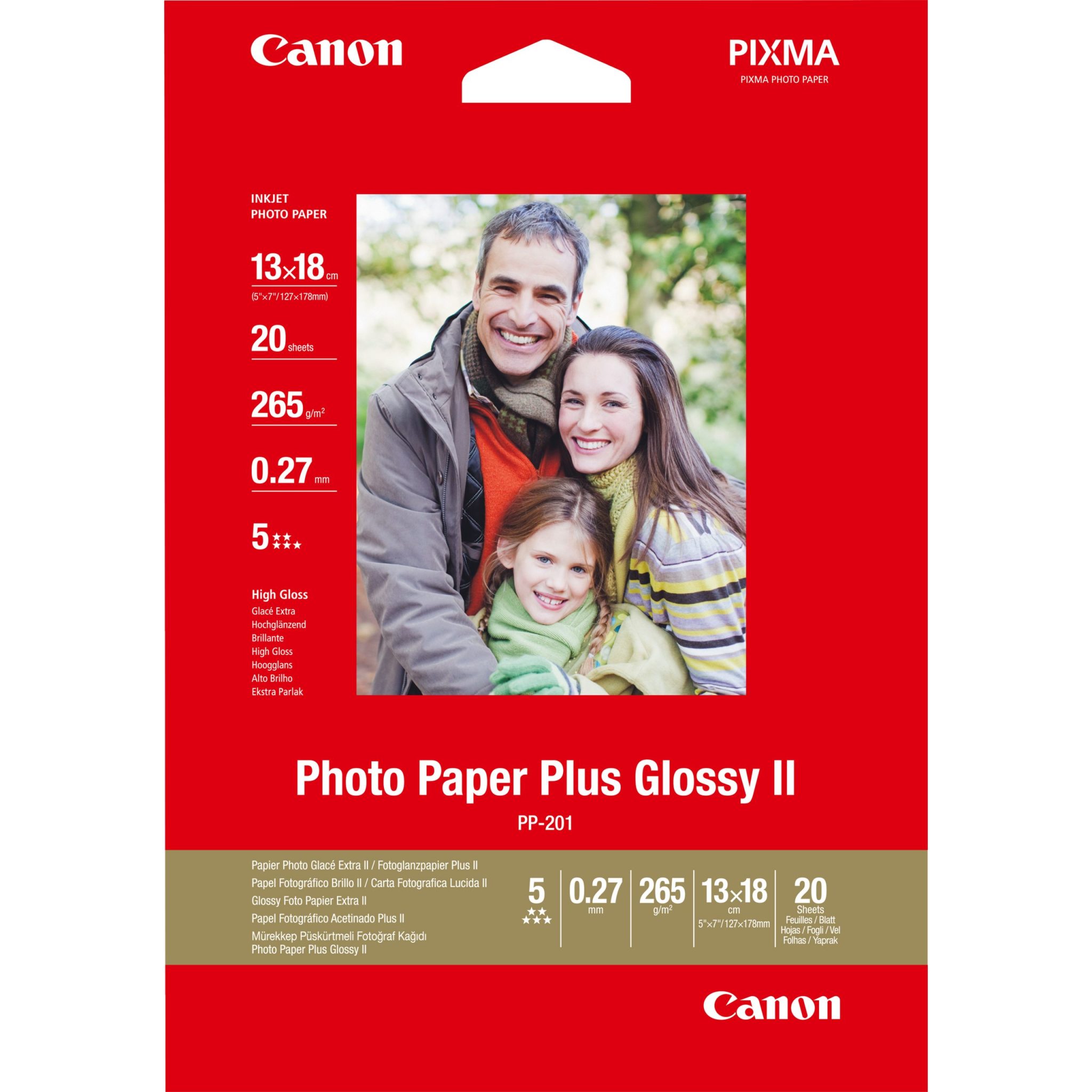Canon Fotopapier glänzend PP-201 (13x18cm-20 Blatt) Canon Fotopapier glänzend PP-201 (13x18cm-20 Blatt)