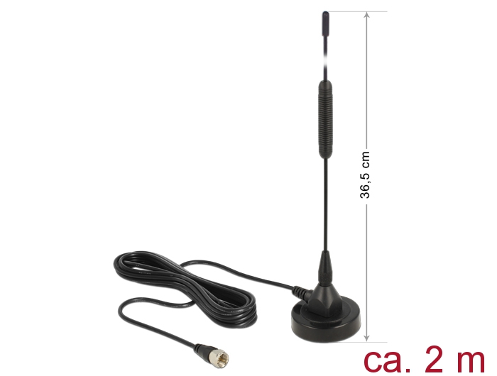 Delock Antenne DAB+ F Stecker 0 dBi omni starr schwarz mit Delock Antenne DAB+ F Stecker 0 dBi omni starr schwarz mit