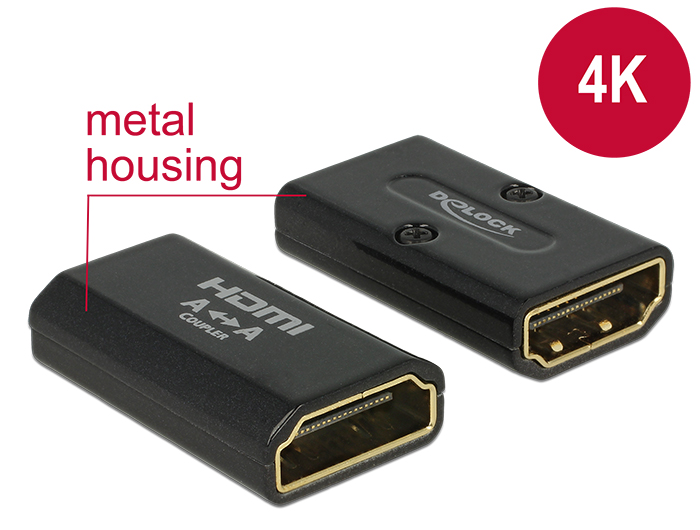 Delock Adapter HDMI-A Buchse > HDMI-A Buchse 4K Gender Changer schwarz Delock Adapter HDMI-A Buchse > HDMI-A Buchse 4K Gender Changer schwarz