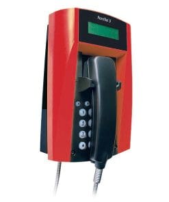FHF Wetterfestes FernTel 3, mit Display u. Wendelschnur, rot/schwarz