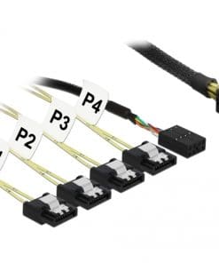 Delock Kabel mini SAS HD SFF-8643 > 4 x SATA 7 Pin Reverse + Sideband 1 m