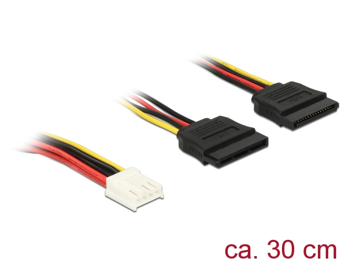 Delock Kabel Power 4 Pin Floppy Buchse > 2 x SATA 15 Pin Delock Kabel Power 4 Pin Floppy Buchse > 2 x SATA 15 Pin