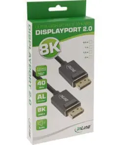 Alternative view of InLine® DisplayPort 2.0 Kabel, 8K4K UHBR, schwarz, vergoldete Kontakte, 3m