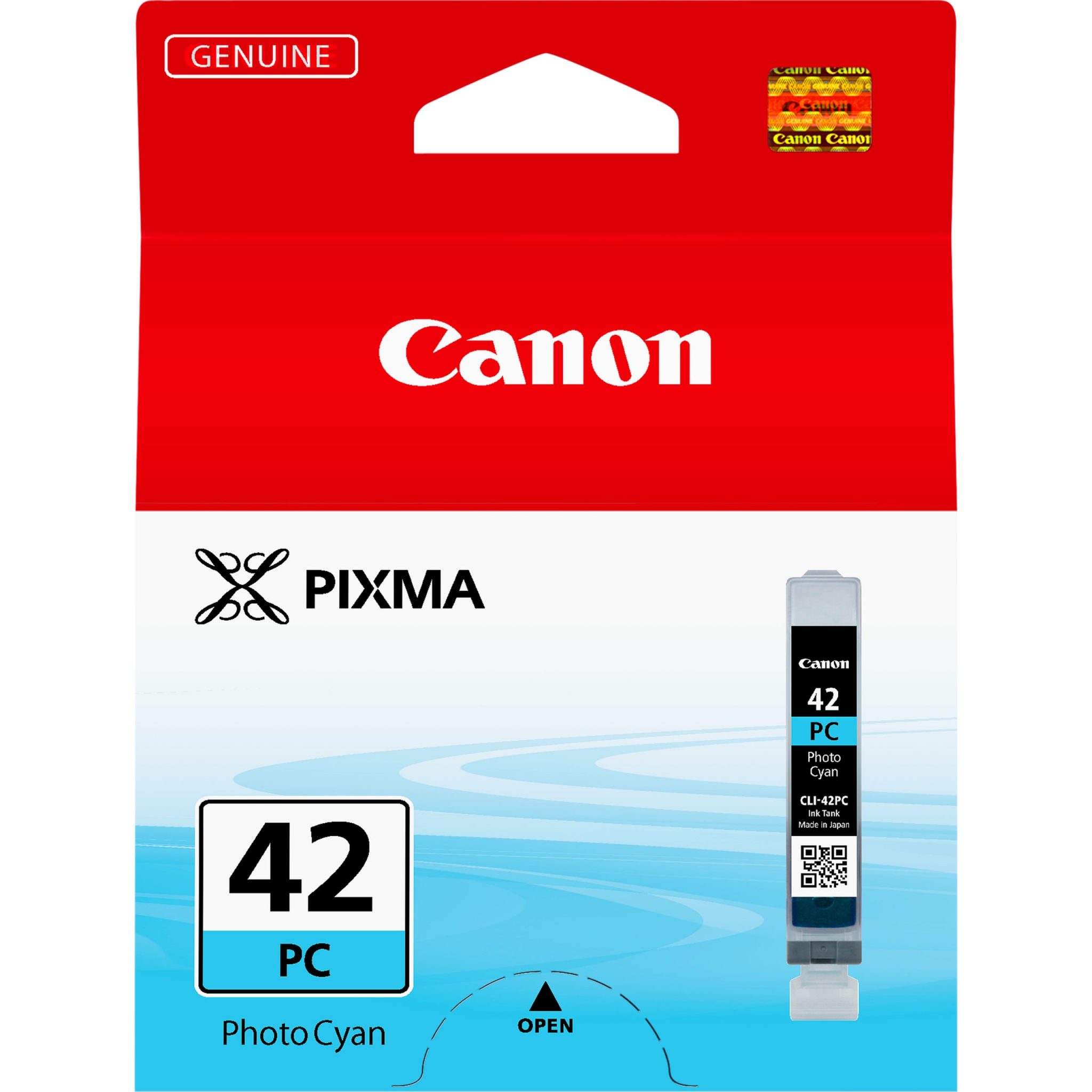 Canon Tintenpatrone CLI-42PC Foto-cyan (13ml) Die farbstoffbasierten Tinten "ChromaLife100+" liefern herausragende Qualität und lebendige Bilder in Farbe und Schwarzweiß. Mit dem 13ml Tintentank Magenta können bis zu 416 Fotos im Format 10 x 15 cm bzw. 48 Fotos im A3+ Format gedruckt werden (gemäß ISO/IEC 24711† Standard).