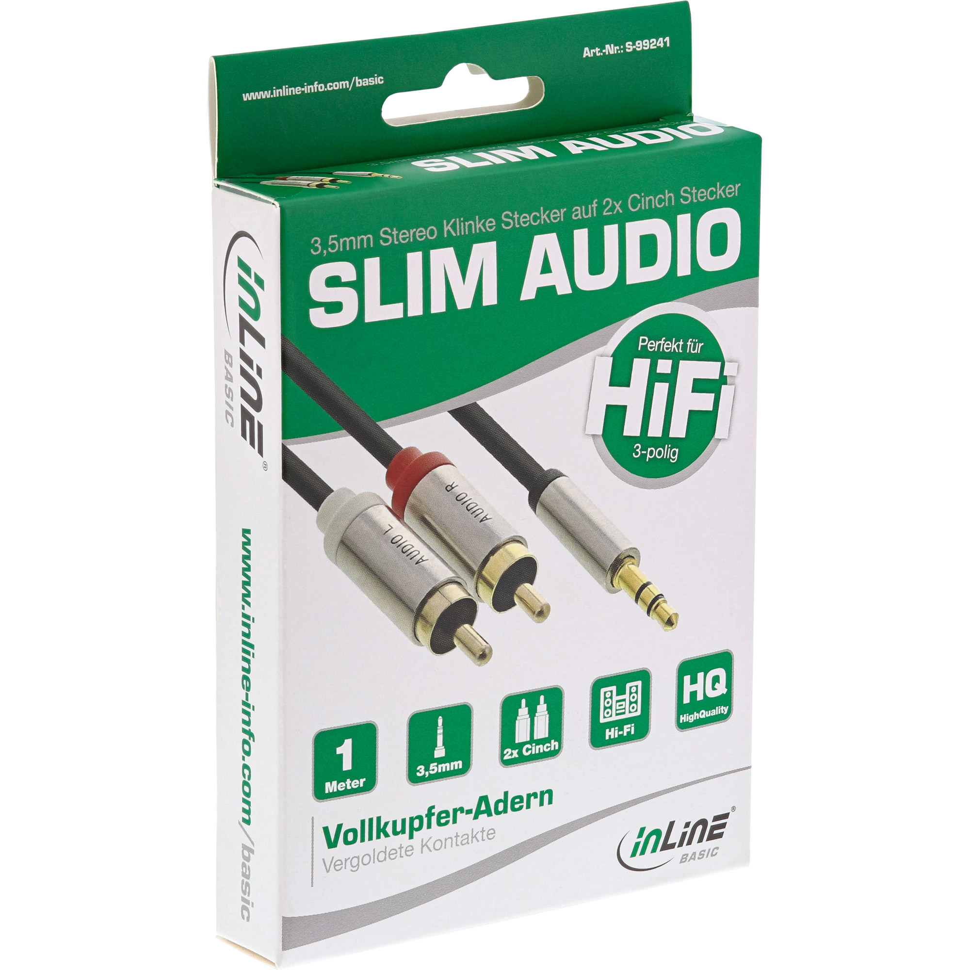 InLine® Slim Audio Kabel Klinke 3,5mm ST an 2x Cinch ST, 1m, Retail-Sonderedition, schwarz InLine® Slim Audio Kabel Klinke 3,5mm ST an 2x Cinch ST, 1m, Retail-Sonderedition, schwarz