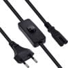 InLine® Euro Netzkabel mit Schalter, CEE7/16 zu IEC-C7, schwarz, 2m
