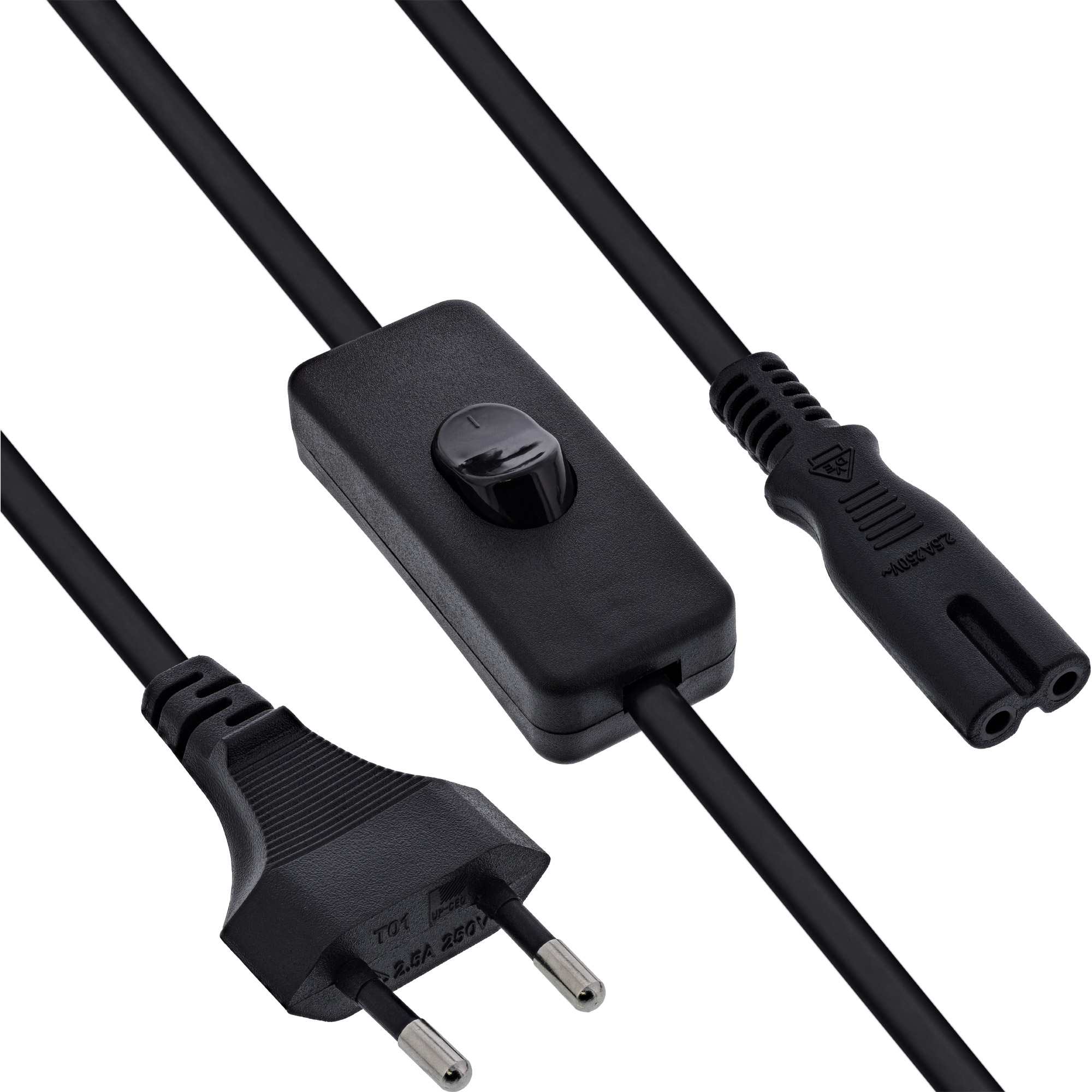 InLine® Euro Netzkabel mit Schalter, CEE7/16 zu IEC-C7, schwarz, 1m InLine® Euro Netzkabel mit Schalter, CEE7/16 zu IEC-C7, schwarz, 1m