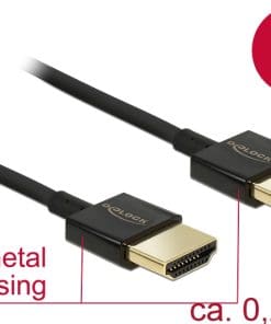 Delock Kabel HDMI A Stecker > HDMI A Stecker 3D 4K 0,25 cm Slim High Quality