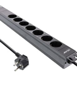 InLine® 19" Steckdosenleiste, 7-fach Schutzkontakt, ohne Schalter, 2m, schwarz