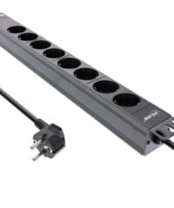 InLine® 19" Steckdosenleiste, 8-fach Schutzkontakt, ohne Schalter, 2m, schwarz