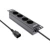 InLine® 10" Steckdosenleiste, 4-fach Schutzkontakt, C14 Anschluss, ohne Schalter, 2m, schwarz
