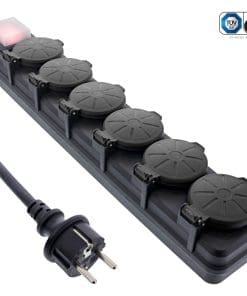 InLine® Outdoor-Steckdosenleiste, 6-fach Schutzkontakt, IP44, mit Schalter, 5m
