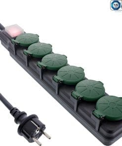 InLine® Outdoor-Steckdosenleiste, 6-fach Schutzkontakt, IP44, mit Schalter, 10m