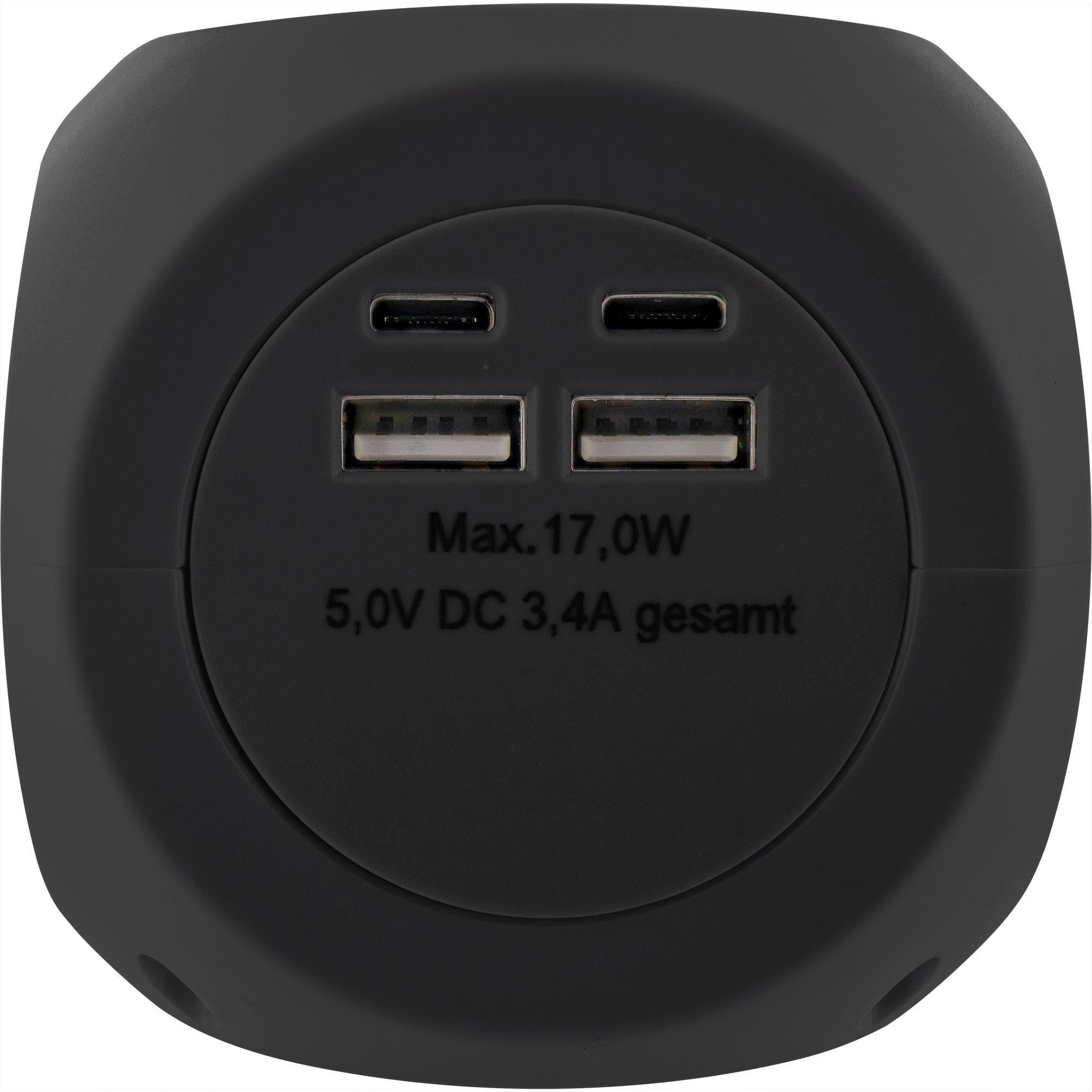InLine® Charging Cube, 3x Schutzkontakt, 2x USB-C, 2x USB-A, schwarz, 2m InLine® Charging Cube, 3x Schutzkontakt, 2x USB-C, 2x USB-A, schwarz, 2m – Bild 2
