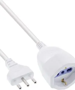 InLine® Strom-Verlängerung Schutzkontakt ITALIEN Stecker L / Buchse F, weiß, 2m