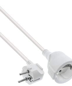 InLine® Strom-Verlängerung Schutzkontakt Stecker gewinkelt / Buchse, weiß, 1,5m