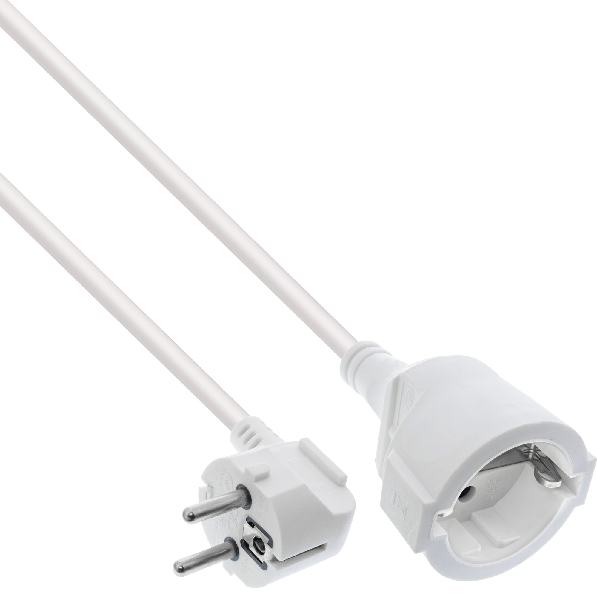 InLine® Strom-Verlängerung Schutzkontakt Stecker gewinkelt / Buchse, weiß, 1m InLine® Strom-Verlängerung Schutzkontakt Stecker gewinkelt / Buchse, weiß, 1m