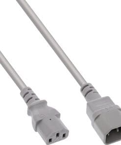 InLine® Kaltgeräteverlängerung, C13 auf C14, grau, 0,75m