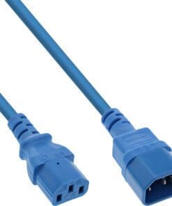 InLine® Kaltgeräteverlängerung, C13 auf C14, blau, 0,75m