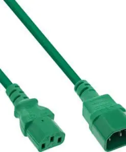 InLine® Kaltgeräteverlängerung, C13 auf C14, grün, 0,5m