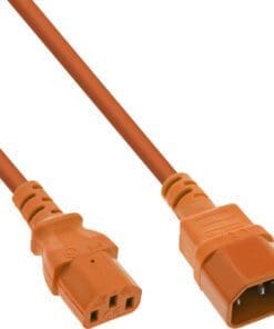 InLine® Kaltgeräteverlängerung, C13 auf C14, orange, 0,75m