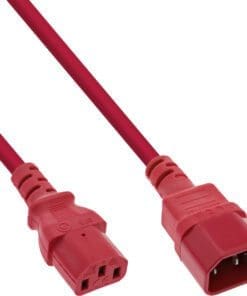 InLine® Kaltgeräteverlängerung, C13 auf C14, rot, 0,3m