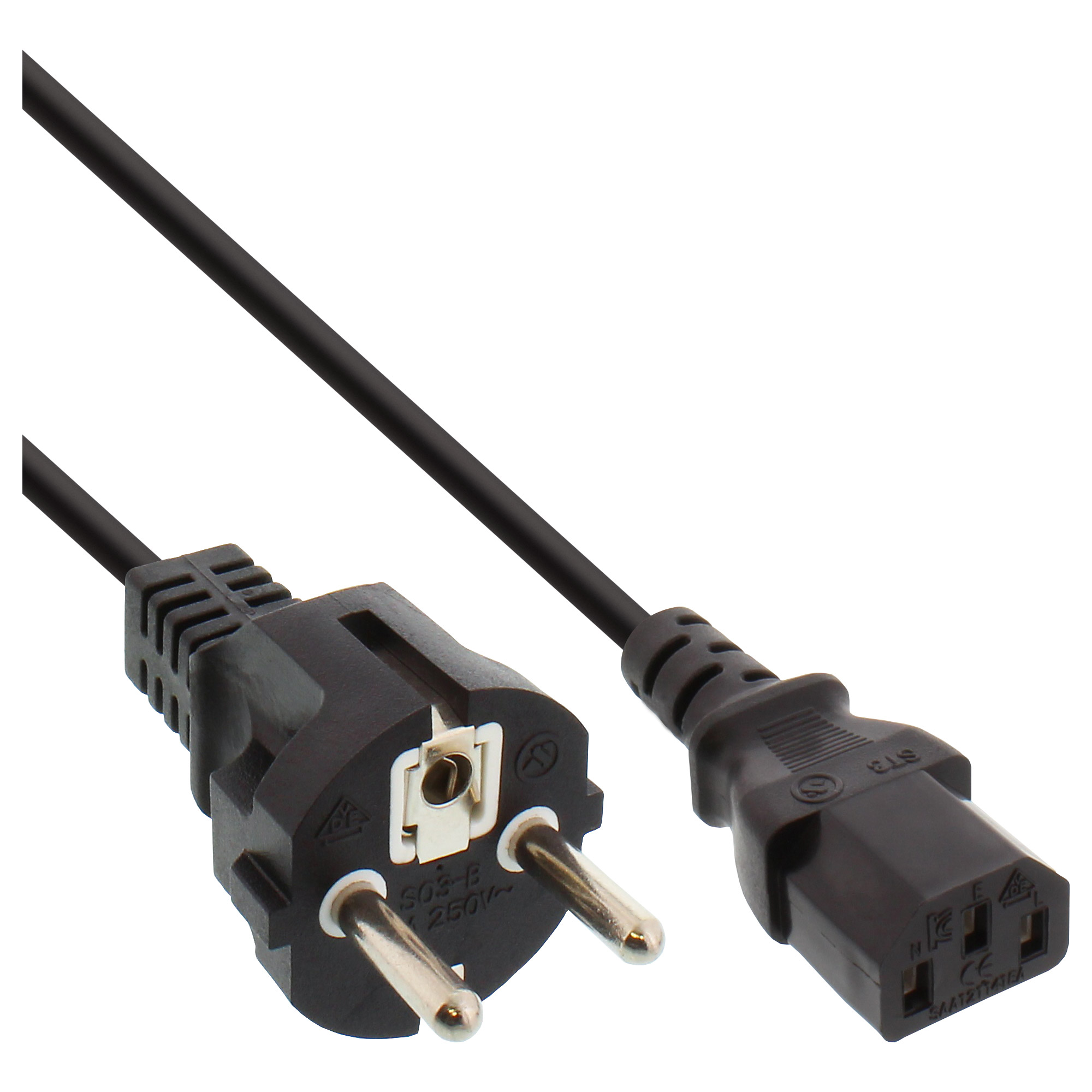 45er B-Pack InLine® Netzkabel, Schutzkont. gerade / Kaltgerätest. C13, 1m 45er B-Pack InLine® Netzkabel, Schutzkont. gerade / Kaltgerätest. C13, 1m