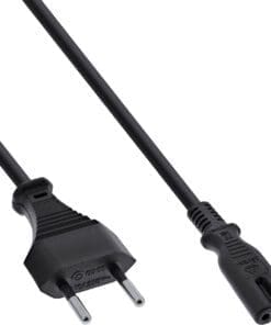 InLine® Netzkabel, Netzstecker CEE7/16 Schweiz auf Euro 8 C7 Stecker, schwarz, 1,8m