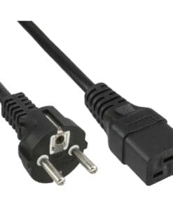 Netzkabel 16A, Schutzkontakt gerade auf Kaltgerätestecker IEC320/C19, 3m, schwarz