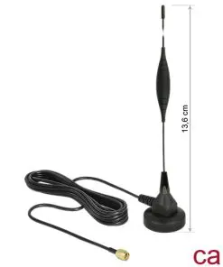 Delock Antenne GSM UMTS SMA 5 dBi omni starr schwarz Standfuß magn. 3 m