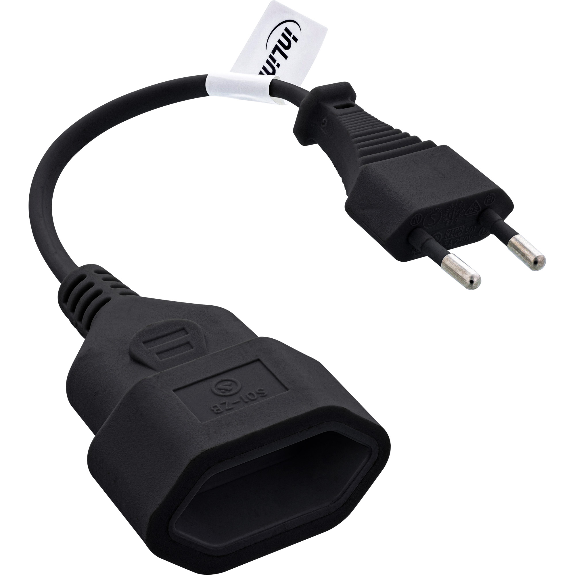 InLine® Euro-Verlängerung, Eurostecker an Eurokupplung, schwarz, 0,2m InLine® Euro-Verlängerung, Eurostecker an Eurokupplung, schwarz, 0,2m – Bild 2